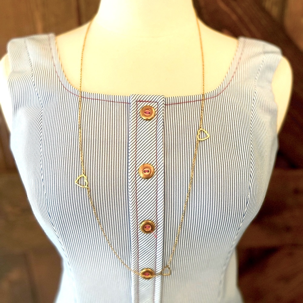 ⚓️Adorable blue striped vintage dress w/brass button front⚓️ - Picture 4 of 11